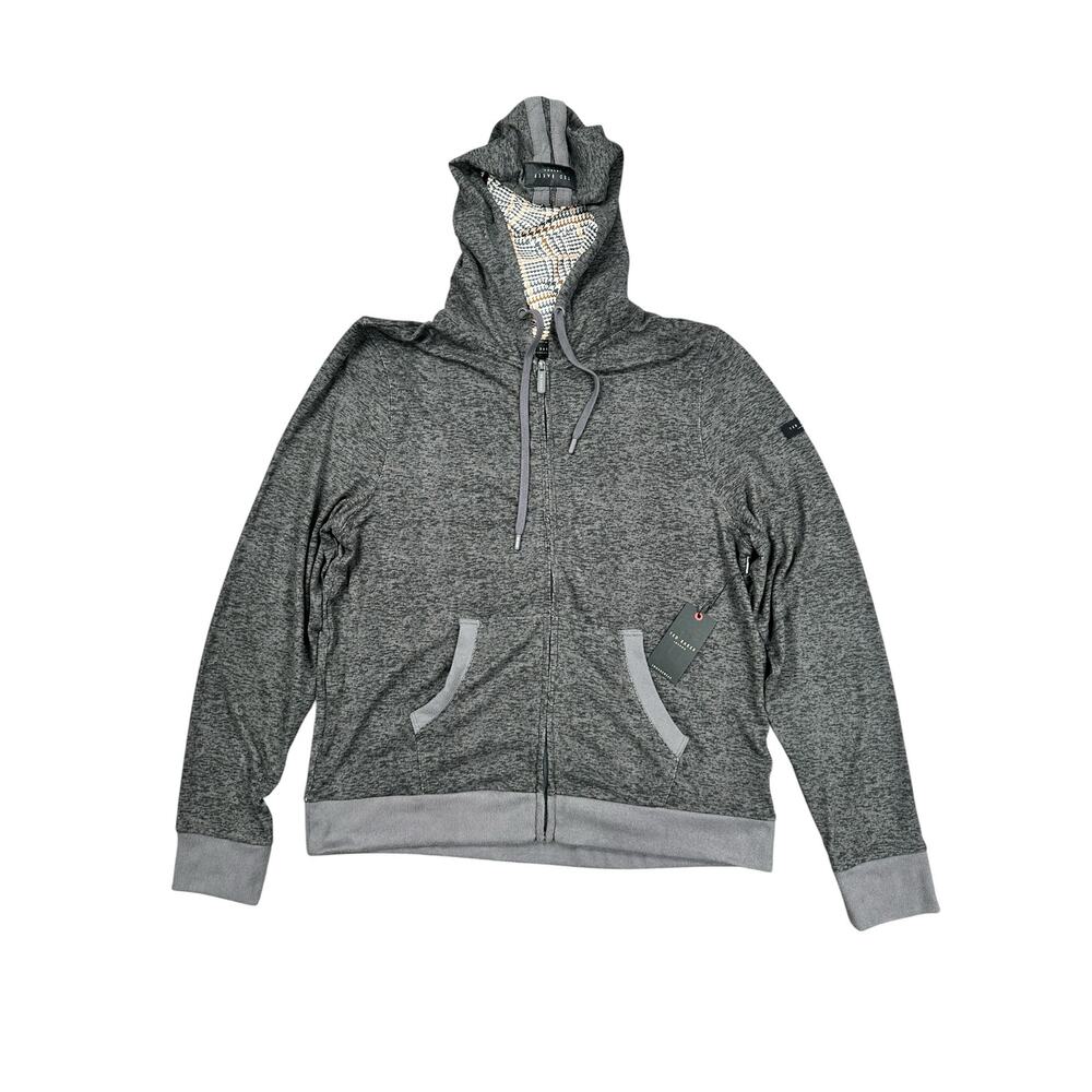 Ted Baker Hacci Single Jersey Full Zip Hoodie in Tornado Heather — Size XL